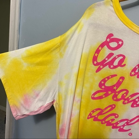 Go Ask Your Dad Oversized Relaxed Fit Tie Dye Scoop Neck Half Sleeves Tee - Picture 7 of 14
